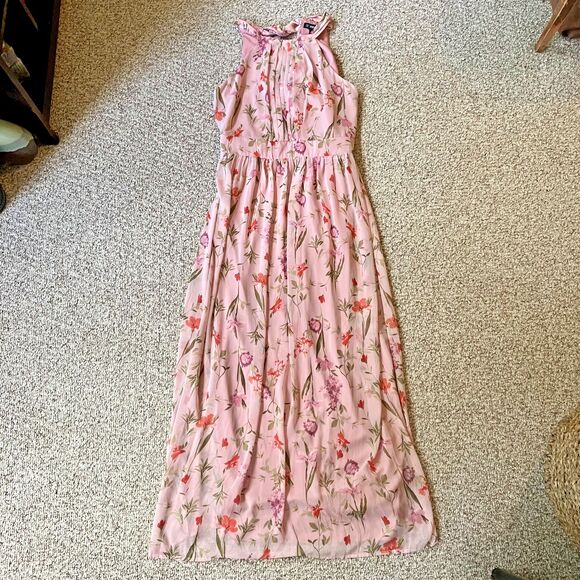 INC International Concepts Womens Dress Size 14 Floral Pink Maxi Cottage FLAW - Picture 1 of 14